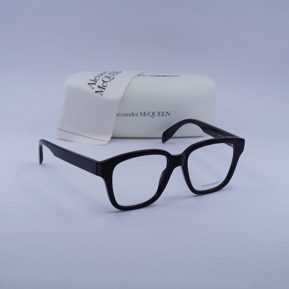 Alexander McQueen AM0333O 002 Square Eyeglasses 52mm - Black - Picture 1 of 10